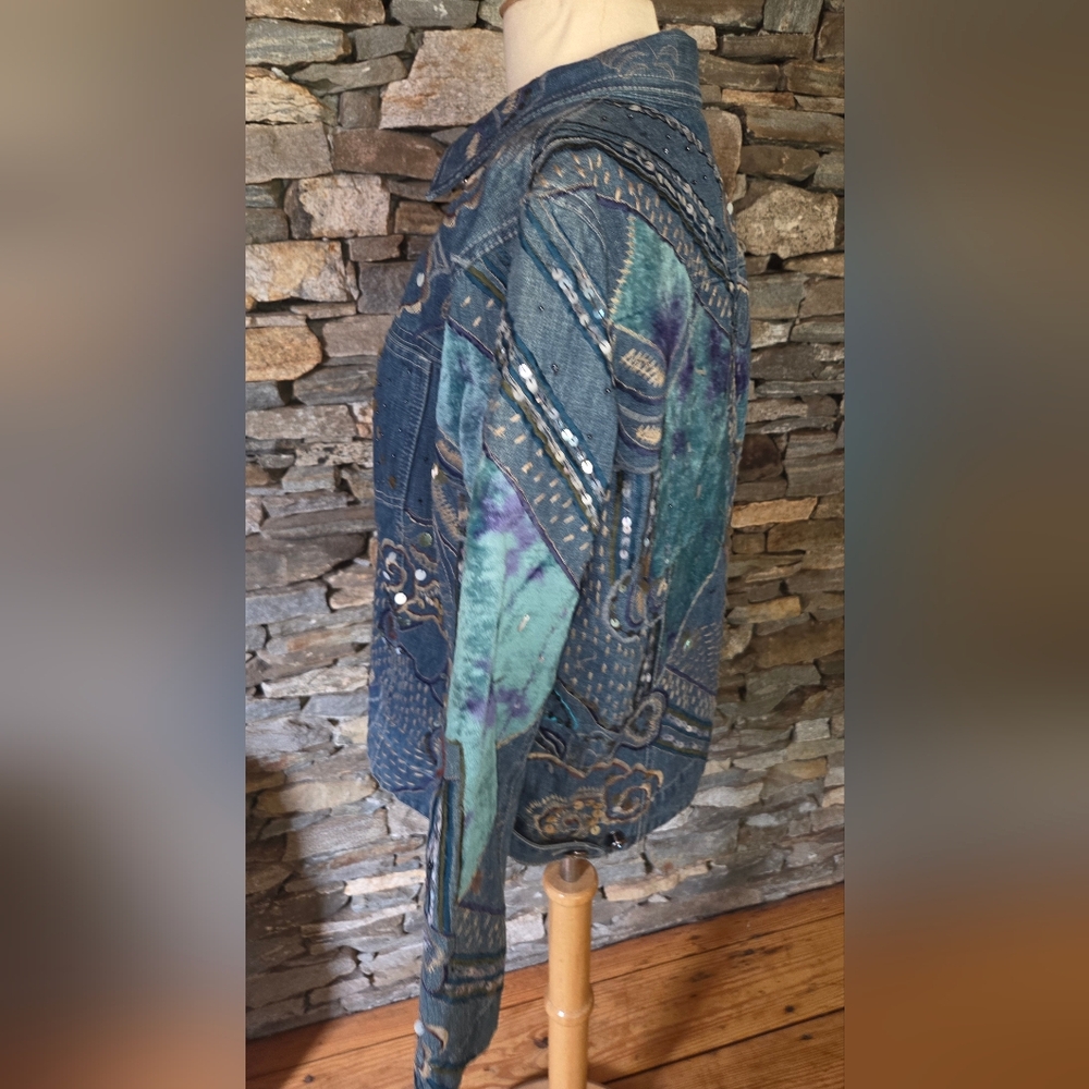 Chicos Design Beautidul Embroidered Denim Jacket - Picture 2 of 7